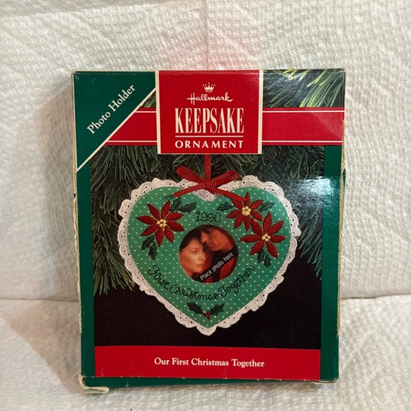 NIB 1990 Hallmark Keepsake "Our First Christmas Together" Photo Holder Ornament - Picture 1 of 7